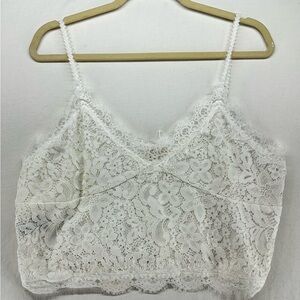 POL Lace Crop Top White Women's Size 3XL Cottagecore